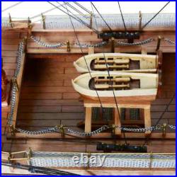 HMS Victory Painted Handcrafted Ship Model With Linen Sails & Wooden Rudder