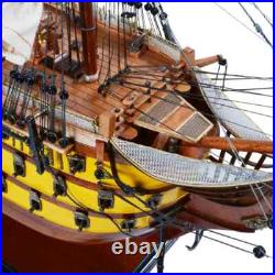 HMS Victory Painted Handcrafted Ship Model With Linen Sails & Wooden Rudder