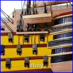 HMS Victory Painted Handcrafted Ship Model With Linen Sails & Wooden Rudder