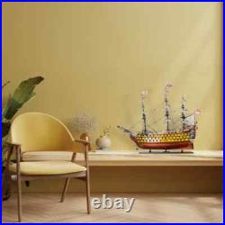 HMS Victory Painted Handcrafted Ship Model With Linen Sails & Wooden Rudder