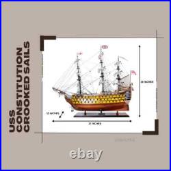 HMS Victory Painted Handcrafted Ship Model With Linen Sails & Wooden Rudder