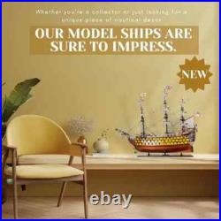 HMS Victory Painted Handcrafted Ship Model With Linen Sails & Wooden Rudder