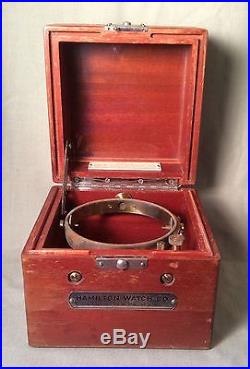 Hamilton Model 22 WOODEN BOX for Ships Chronometer WW II Era Mahogany Navy