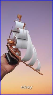 Handcrafted Wooden Model Ship Sri Lankan Artisan Sailing Ship Replica Nautic