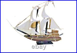 Handcrafted Wooden Sailing Ship Model Elegant Nautical Home Decor Vintage Wooden