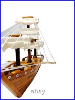Handcrafted Wooden Ship Model Nautical Decor Maritime Collectible Vintage Styl