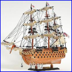 Handmade HMS Victory Sailboat Fully Assembled Plank on Bulkhead Décor Model Ship