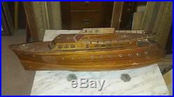 Handmade, hulled pond boat teak or mahogany 1930s 50's inlaid 36 for repair
