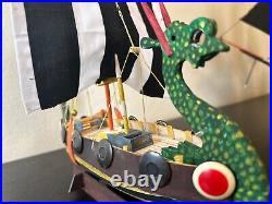 Handmade wooden model Viking dragon ship