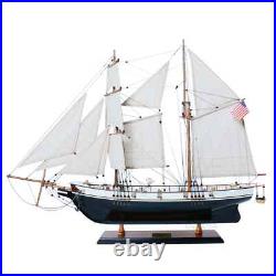 Harvey Painted Ship Model Vintage Wooden Ship With Plank On Frame, & Two Decks