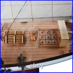 Harvey Painted Ship Model Vintage Wooden Ship With Plank On Frame, & Two Decks