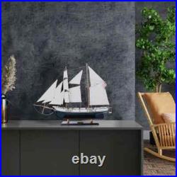 Harvey Painted Ship Model Vintage Wooden Ship With Plank On Frame, & Two Decks