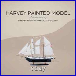 Harvey Painted Ship Model Vintage Wooden Ship With Plank On Frame, & Two Decks