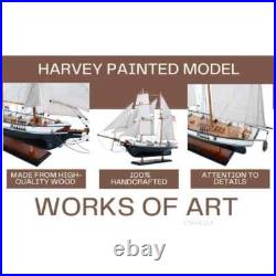 Harvey Painted Ship Model Vintage Wooden Ship With Plank On Frame, & Two Decks