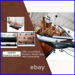 Harvey Painted Ship Model Vintage Wooden Ship With Plank On Frame, & Two Decks