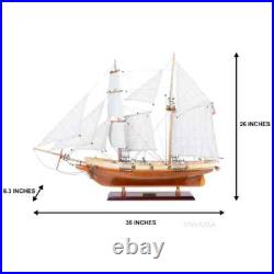 Harvey Ship Model Handcrafted Varnished Two Tone Colors Wooden Ship With Cannons