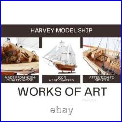 Harvey Ship Model Handcrafted Varnished Two Tone Colors Wooden Ship With Cannons