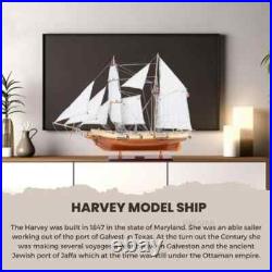 Harvey Ship Model Handcrafted Varnished Two Tone Colors Wooden Ship With Cannons