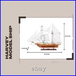Harvey Ship Model Handcrafted Varnished Two Tone Colors Wooden Ship With Cannons