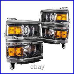 Headlight Lamps For 2014-2015 Chevy Silverado 1500 models only Silver Frame BK