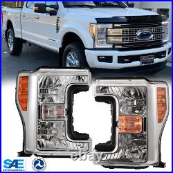 Headlights For 2017 2018 2019 Ford f250 F350 F450 F550 Super Duty Chrome Pair