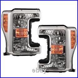 Headlights For 2017 2018 2019 Ford f250 F350 F450 F550 Super Duty Chrome Pair