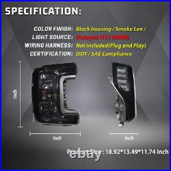 Headlights For 2017-2019 Ford F-250 F350 F450 F550 Super Duty Black Smoke Lens