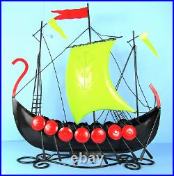 Huge 25 Mid-century Modern Viking Ship Model Modernist Metal Norse Longboat