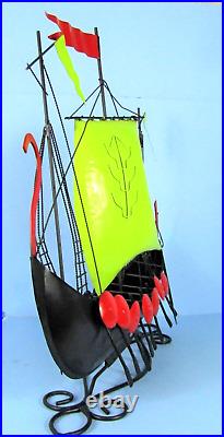 Huge 25 Mid-century Modern Viking Ship Model Modernist Metal Norse Longboat