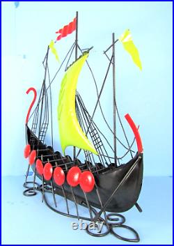 Huge 25 Mid-century Modern Viking Ship Model Modernist Metal Norse Longboat