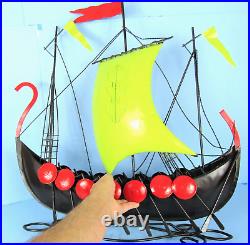 Huge 25 Mid-century Modern Viking Ship Model Modernist Metal Norse Longboat