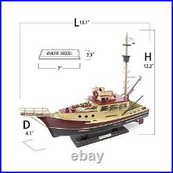 Jaws Orca Wooden Ship Model Shark Fishing Boat Pre-Assembled Antique Finish S