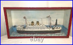 LARGE high quality antique handmade Folk Art Orontes model ship sculpture Aussie