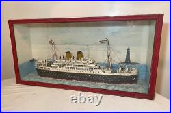 LARGE high quality antique handmade Folk Art Orontes model ship sculpture Aussie
