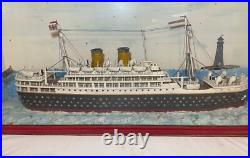 LARGE high quality antique handmade Folk Art Orontes model ship sculpture Aussie