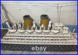 LARGE high quality antique handmade Folk Art Orontes model ship sculpture Aussie