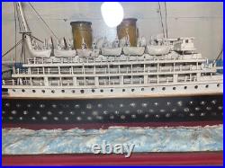 LARGE high quality antique handmade Folk Art Orontes model ship sculpture Aussie