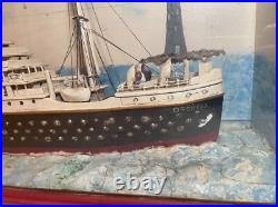 LARGE high quality antique handmade Folk Art Orontes model ship sculpture Aussie
