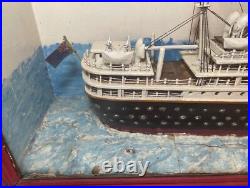 LARGE high quality antique handmade Folk Art Orontes model ship sculpture Aussie