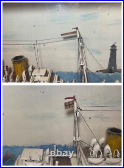 LARGE high quality antique handmade Folk Art Orontes model ship sculpture Aussie