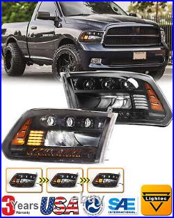 LED Sequential Headlights for 2009-2018 Dodge Ram 1500 2500 3500 Black Clear R+L