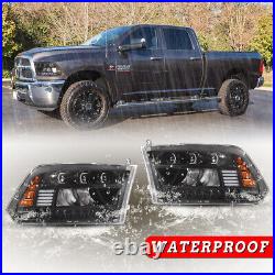 LED Sequential Headlights for 2009-2018 Dodge Ram 1500 2500 3500 Black Clear R+L