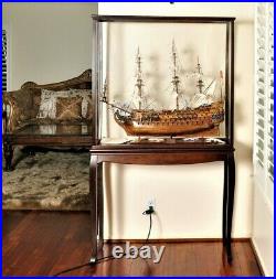 Large 40 DISPLAY CASE STAND for Ship Yacht Boats Models Wood & Plexiglass Floor
