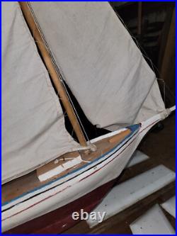 Large Antique or Vintage Handmade Folk Art Model Sailing Ship 52 Tall 50 Long