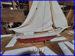 Large Antique or Vintage Handmade Folk Art Model Sailing Ship 52 Tall 50 Long