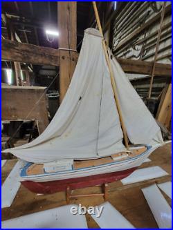 Large Antique or Vintage Handmade Folk Art Model Sailing Ship 52 Tall 50 Long
