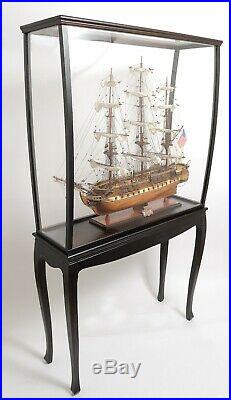Large DISPLAY STAND CASE Wood Plexiglass for Collectable Ship Yacht Boat Models