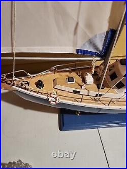 Large MODEL SAILBOAT, Wooden Sailing Boat Yacht Nautical Decor Ship