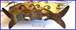 Large Vintage Schooner Spanish Galleon Ship Metal Sculpture 21x5x19 Brass Boat