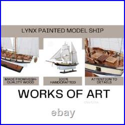 Lynx Painted Tall Ship Model Handcrafted Fully Assembled Ship With Metal Anchors